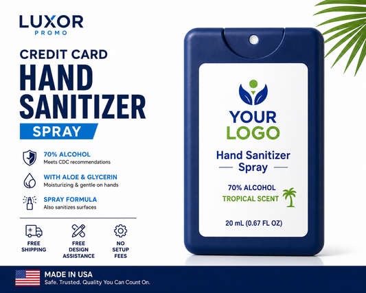 Promotional 20 ML Credit Card Hand Sanitizer Spray - Free Professional Design - Free Proof Within 24 Hours - Secure Shopping