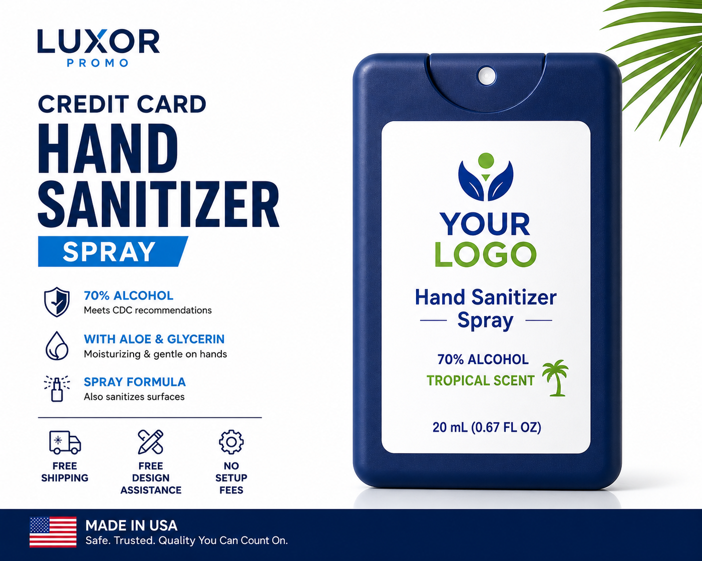 Promotional 20 ML Credit Card Hand Sanitizer Spray - Free Professional Design - Free Proof Within 24 Hours -  Secure Shopping