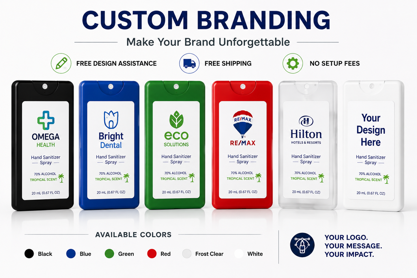 Promotional 20 ML Credit Card Hand Sanitizer Spray - Free Professional Design - Free Proof Within 24 Hours -  Secure Shopping